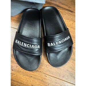 Balenciaga classic logo leather slides size 36